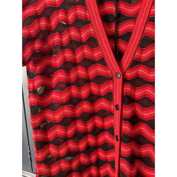 Missoni Red and black mesh Cardigan  Zig Zag Chevron Large Italian - Picture 3 of 10